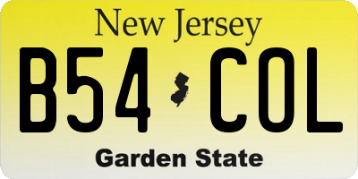NJ license plate B54COL
