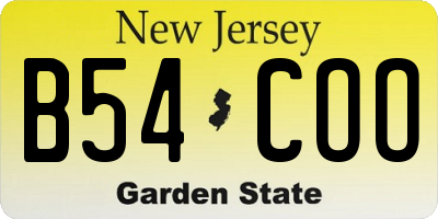 NJ license plate B54COO