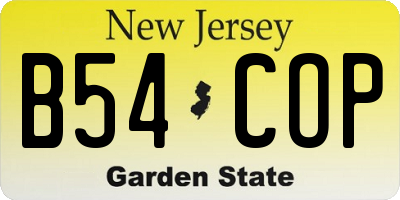 NJ license plate B54COP