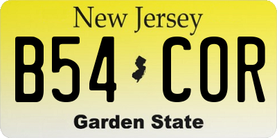 NJ license plate B54COR