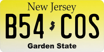 NJ license plate B54COS