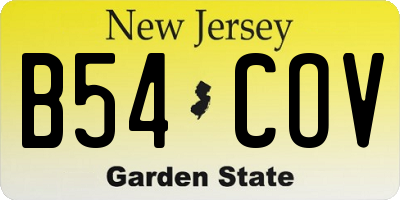 NJ license plate B54COV