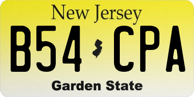 NJ license plate B54CPA