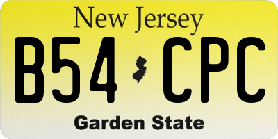 NJ license plate B54CPC