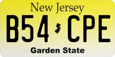 NJ license plate B54CPE
