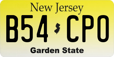 NJ license plate B54CPO