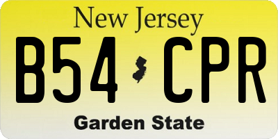 NJ license plate B54CPR