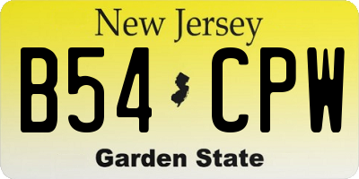 NJ license plate B54CPW