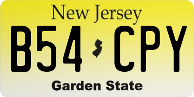 NJ license plate B54CPY