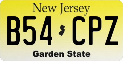 NJ license plate B54CPZ