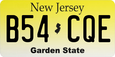 NJ license plate B54CQE