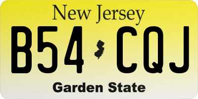 NJ license plate B54CQJ