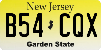 NJ license plate B54CQX