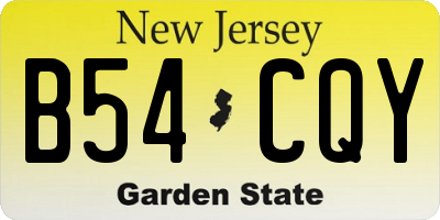 NJ license plate B54CQY
