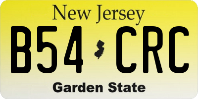 NJ license plate B54CRC