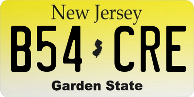 NJ license plate B54CRE