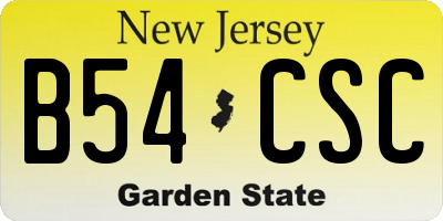NJ license plate B54CSC