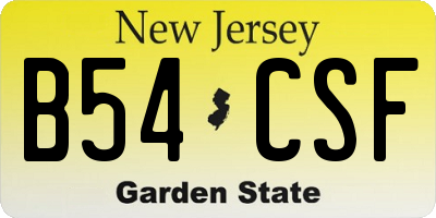 NJ license plate B54CSF