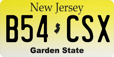 NJ license plate B54CSX