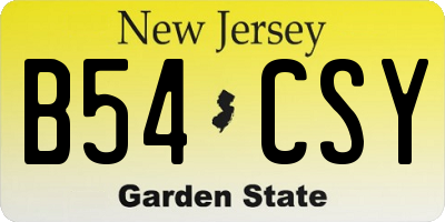 NJ license plate B54CSY