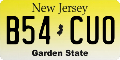 NJ license plate B54CUO