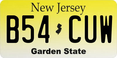 NJ license plate B54CUW
