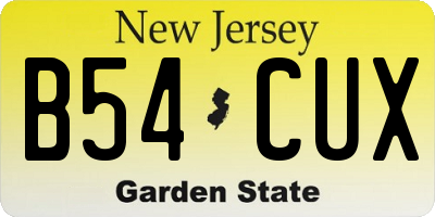 NJ license plate B54CUX