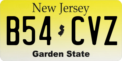 NJ license plate B54CVZ