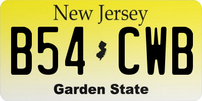 NJ license plate B54CWB
