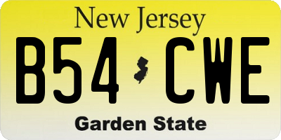 NJ license plate B54CWE