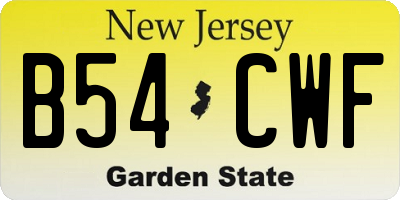 NJ license plate B54CWF
