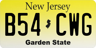 NJ license plate B54CWG