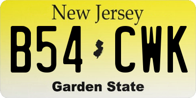 NJ license plate B54CWK
