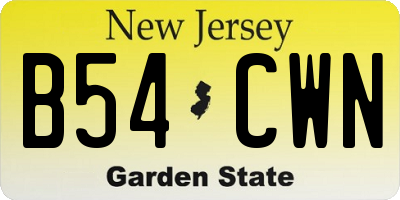 NJ license plate B54CWN