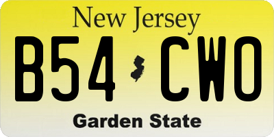NJ license plate B54CWO