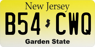 NJ license plate B54CWQ