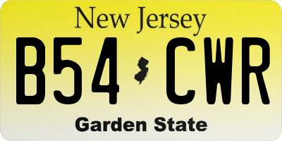 NJ license plate B54CWR