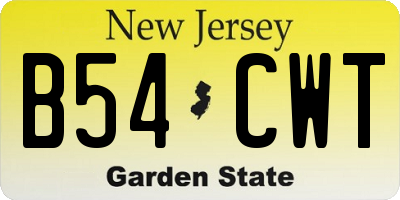 NJ license plate B54CWT