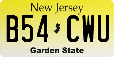 NJ license plate B54CWU