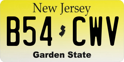 NJ license plate B54CWV