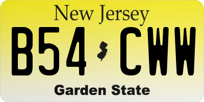 NJ license plate B54CWW