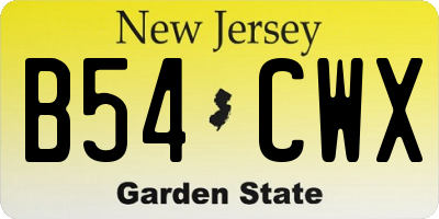 NJ license plate B54CWX