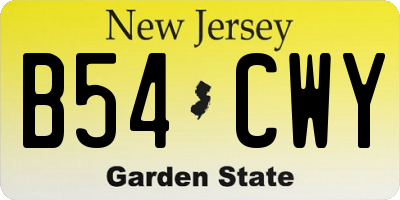 NJ license plate B54CWY