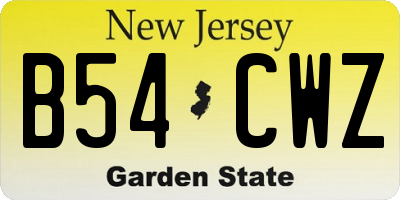NJ license plate B54CWZ