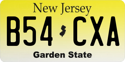 NJ license plate B54CXA