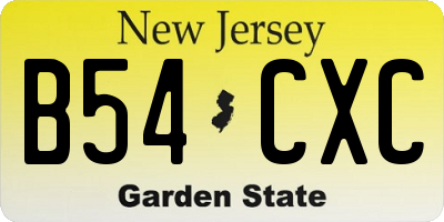 NJ license plate B54CXC