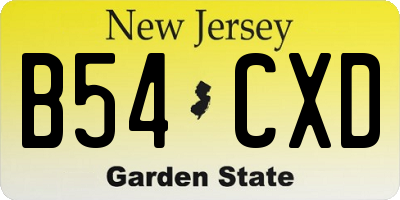 NJ license plate B54CXD
