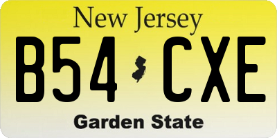 NJ license plate B54CXE