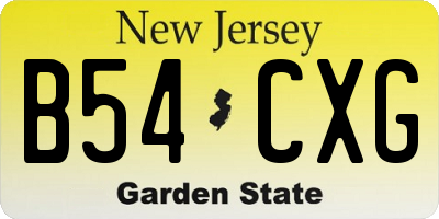 NJ license plate B54CXG