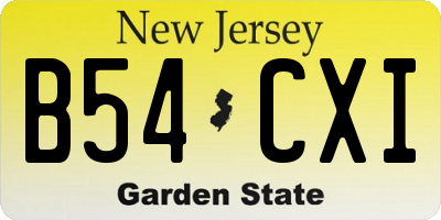 NJ license plate B54CXI